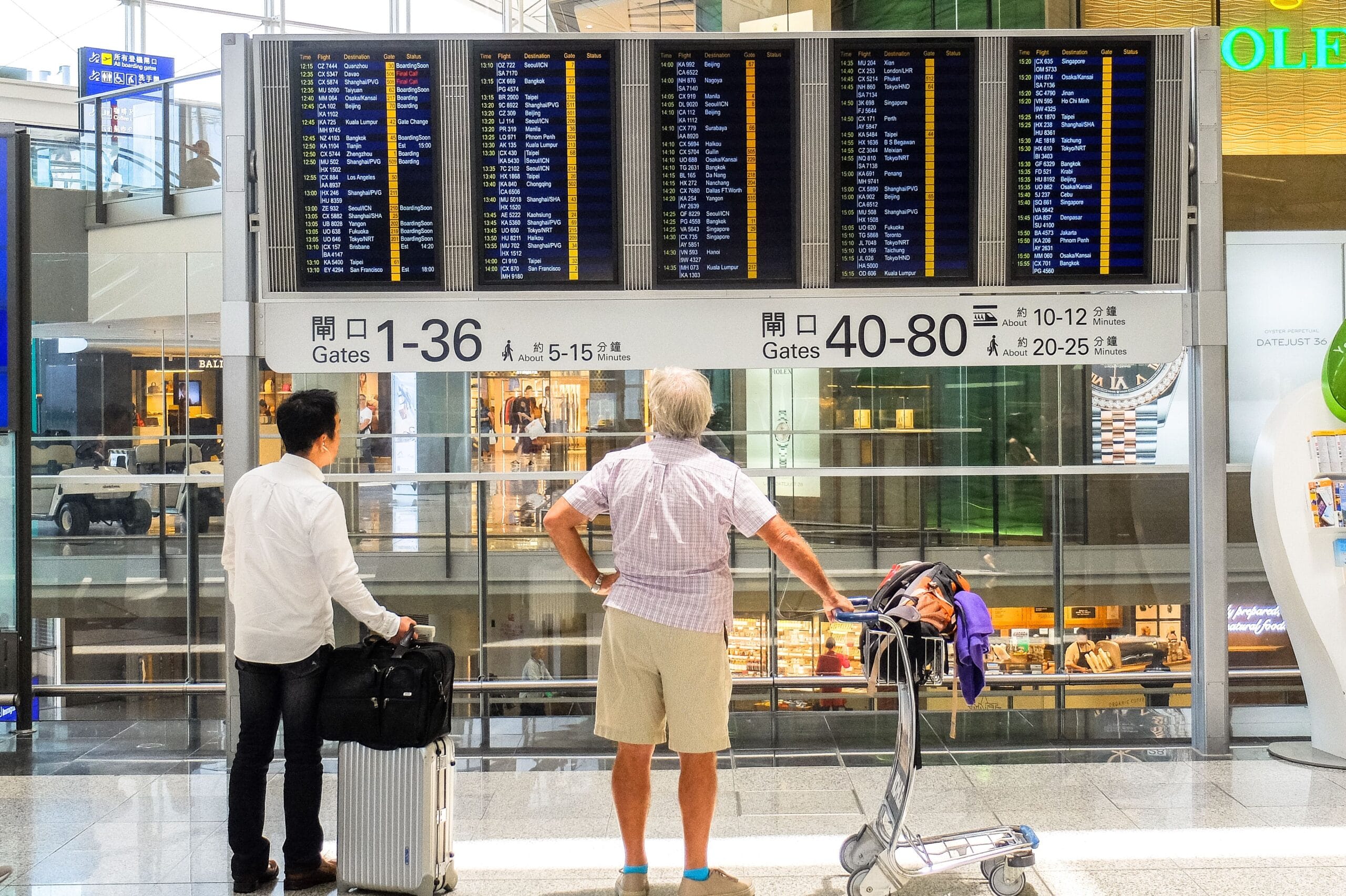 Traveller managing COPD preparing for a flight at the airport