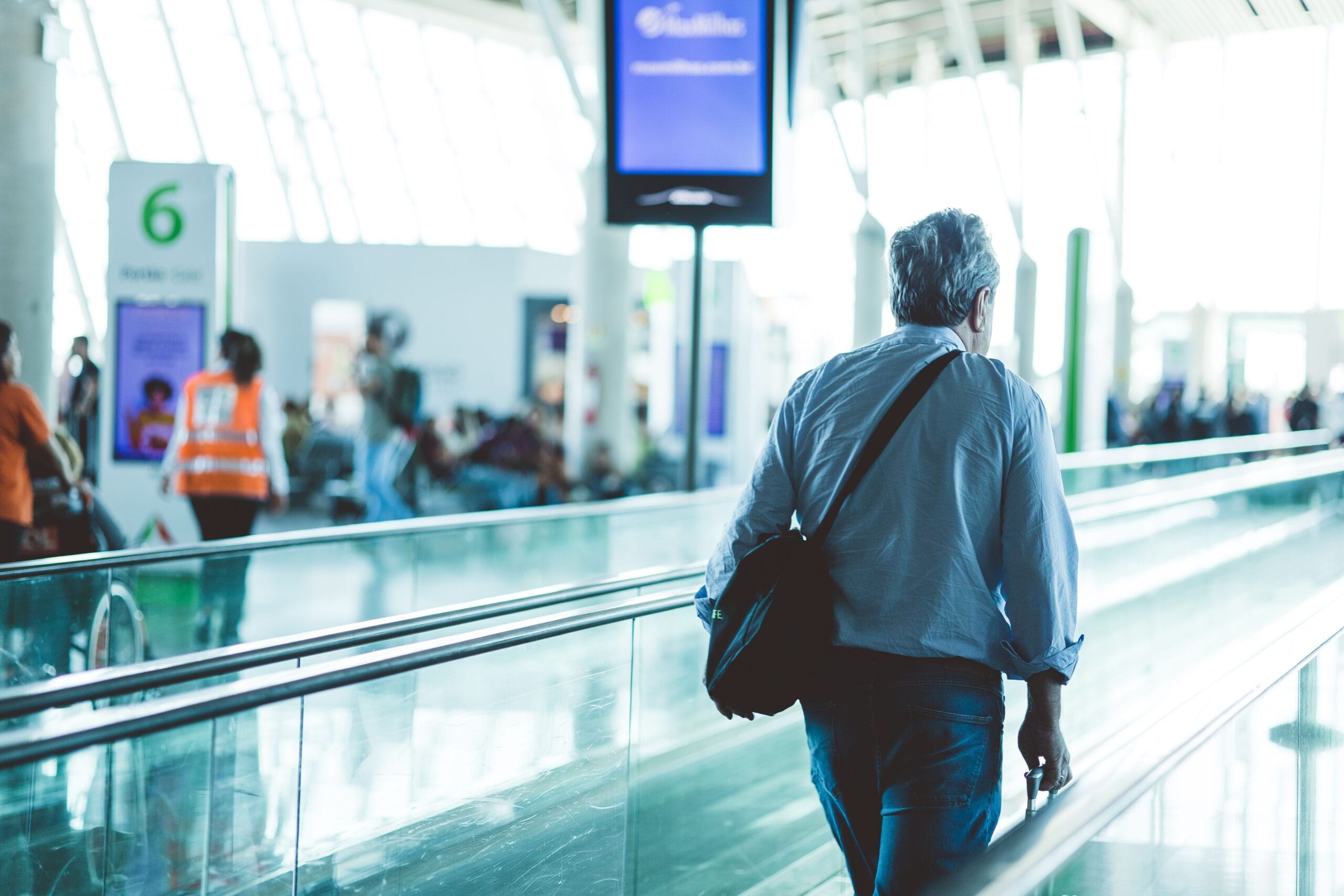 senior traveller airport flying with a pacemaker airport security